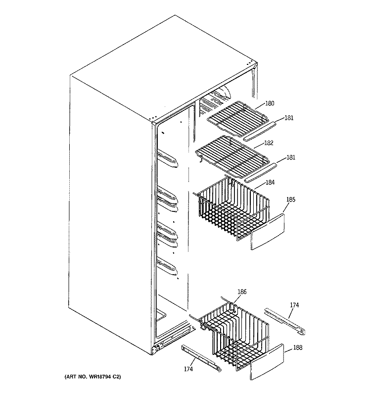 FREEZER SHELVES Diagram and Parts List for GIG21IEMFFWS  General Electric Refrigerator