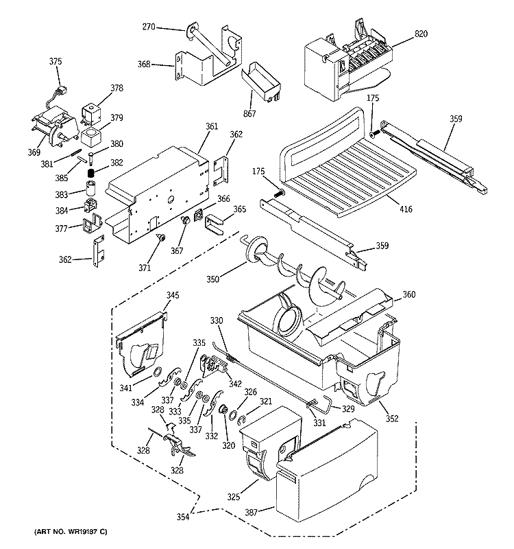 ICE MAKER & DISPENSER Diagram and Parts List for GIG21IEMFFWS  General Electric Refrigerator