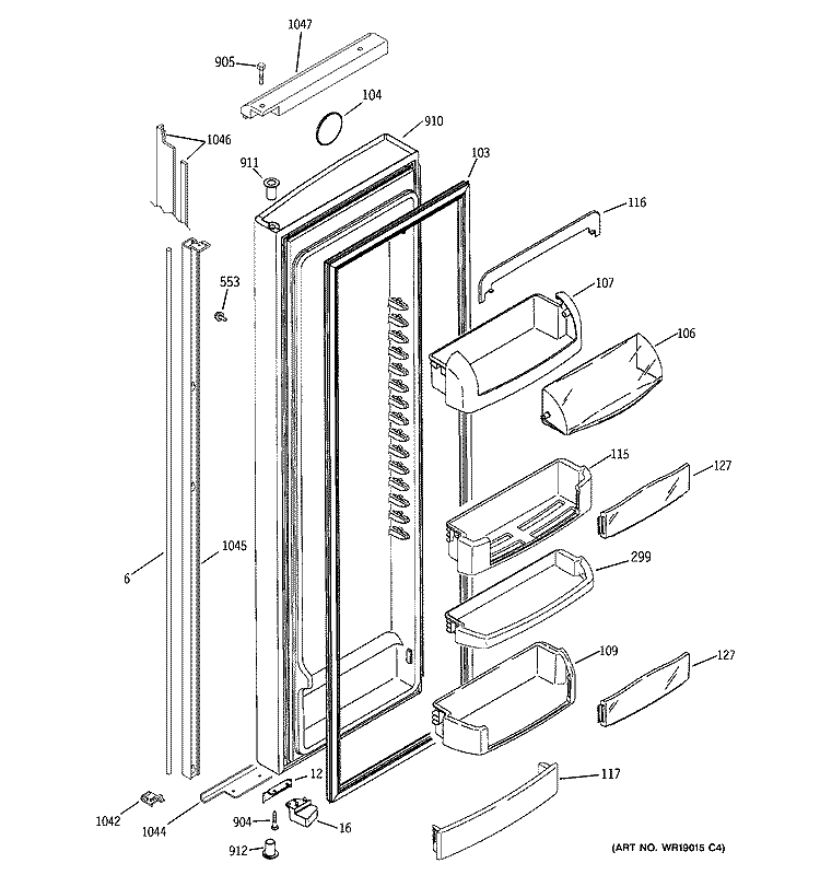 FRESH FOOD DOOR Diagram and Parts List for GIG21IEMHFBB  General Electric Refrigerator