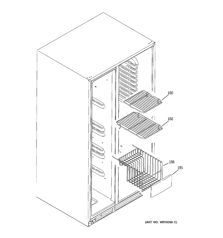 FREEZER SHELVES Diagram and Parts List for GSC23LGPACC  General Electric Refrigerator