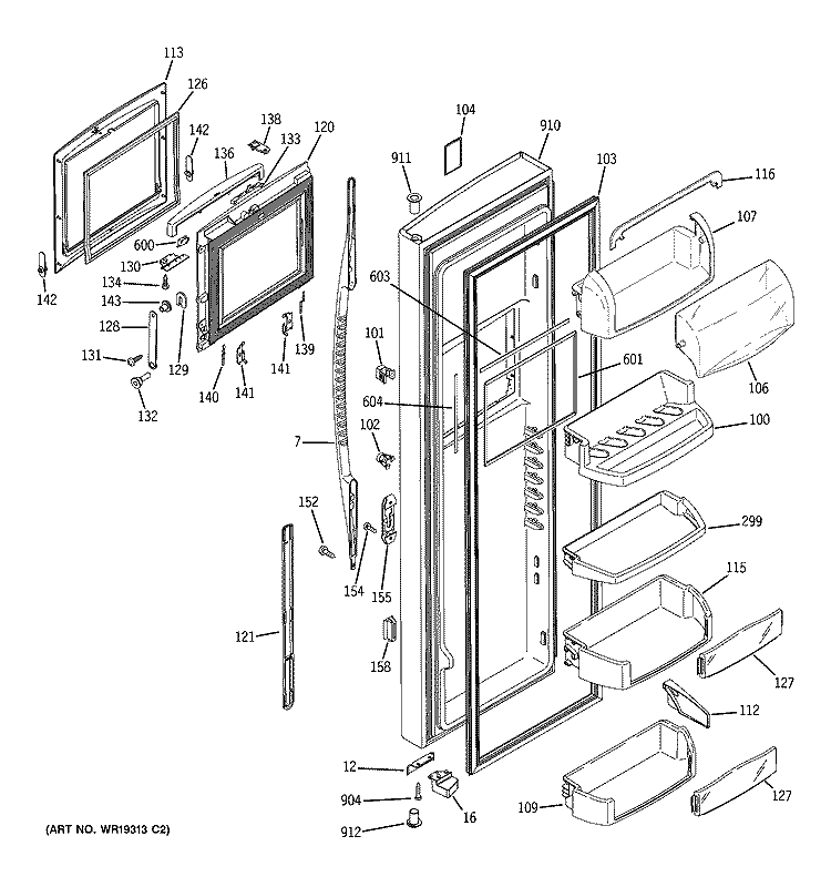 FRESH FOOD DOOR Diagram and Parts List for PSG29NHMHCBB  General Electric Refrigerator