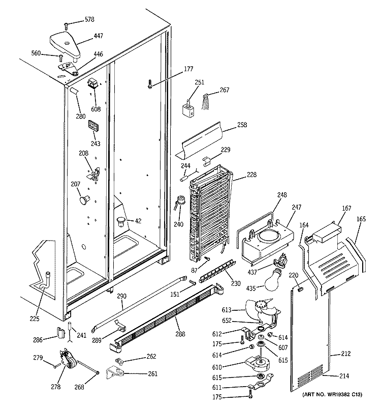 FREEZER SECTION Diagram and Parts List for GSS22IBPDCC  General Electric Refrigerator
