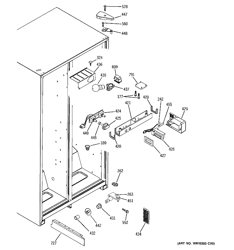 FRESH FOOD SECTION Diagram and Parts List for GSS22IBPDCC  General Electric Refrigerator