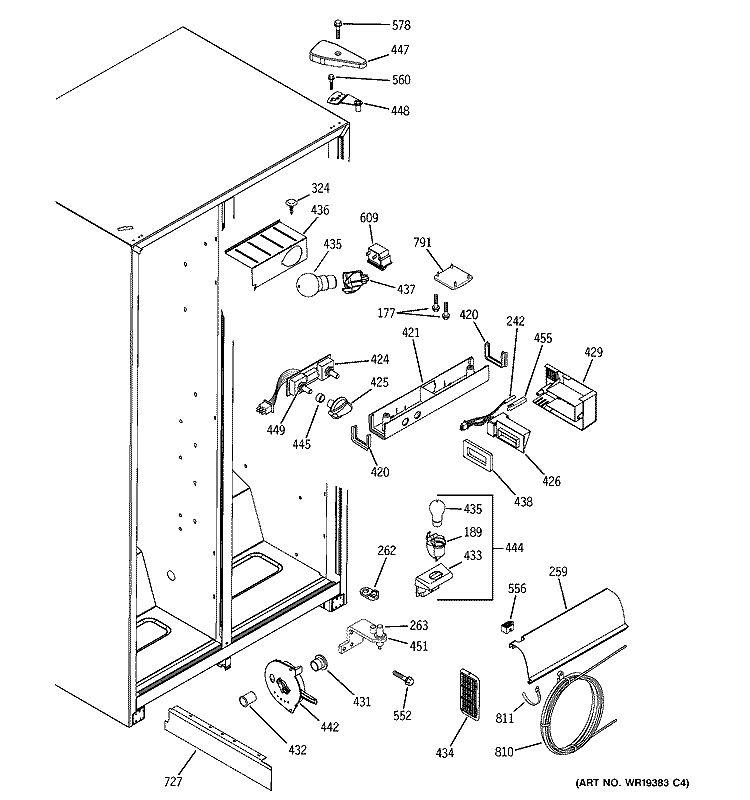 FRESH FOOD SECTION Diagram and Parts List for GSS22JEPDBB  General Electric Refrigerator