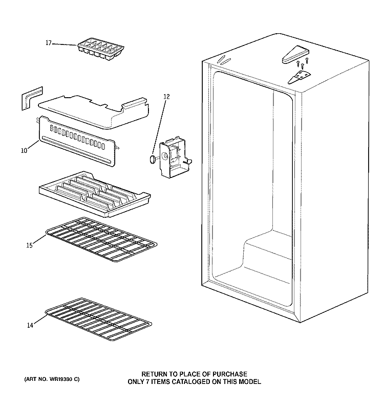 CABINET Diagram and Parts List for SMR03BAPBB  General Electric Refrigerator