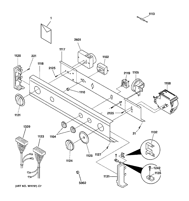 CONTROL PANEL Diagram and Parts List for WSM2780WEWWW  General Electric Washer Dryer Combo
