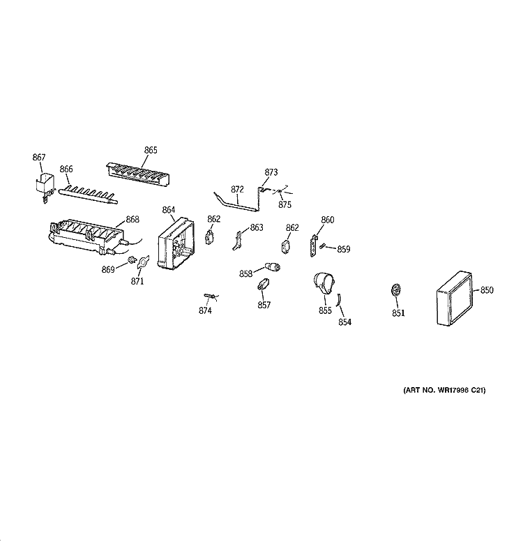 ICE MAKER Diagram and Parts List for GTS18HCMERWW  General Electric Refrigerator