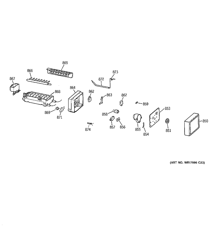 ICE MAKER Diagram and Parts List for GTS18XCMERCC  General Electric Refrigerator