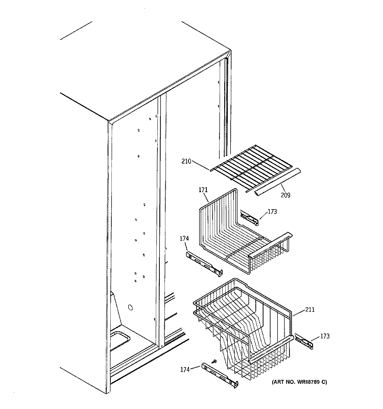 FREEZER SHELVES Diagram and Parts List for PSG22SIMBFBS  General Electric Refrigerator