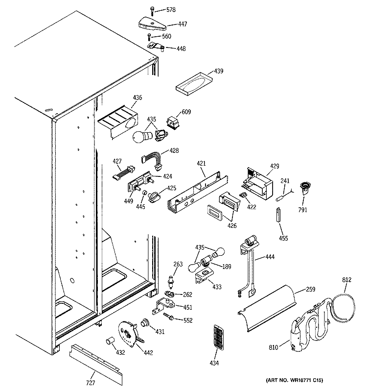 FRESH FOOD SECTION Diagram and Parts List for PSG22SIMBFBS  General Electric Refrigerator