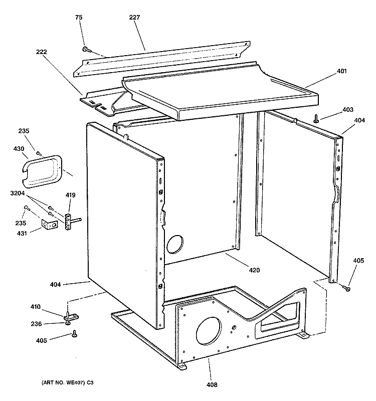 CABINET Diagram and Parts List for DPSB613ED0CC  General Electric Dryer