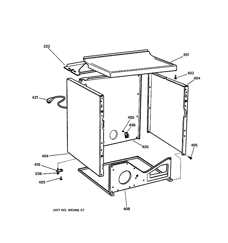 CABINET Diagram and Parts List for DPSB613GD0WW  General Electric Dryer