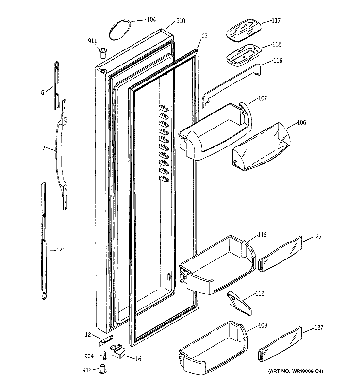 FRESH FOOD DOOR Diagram and Parts List for HSK27MGMHCCC  Hotpoint Refrigerator