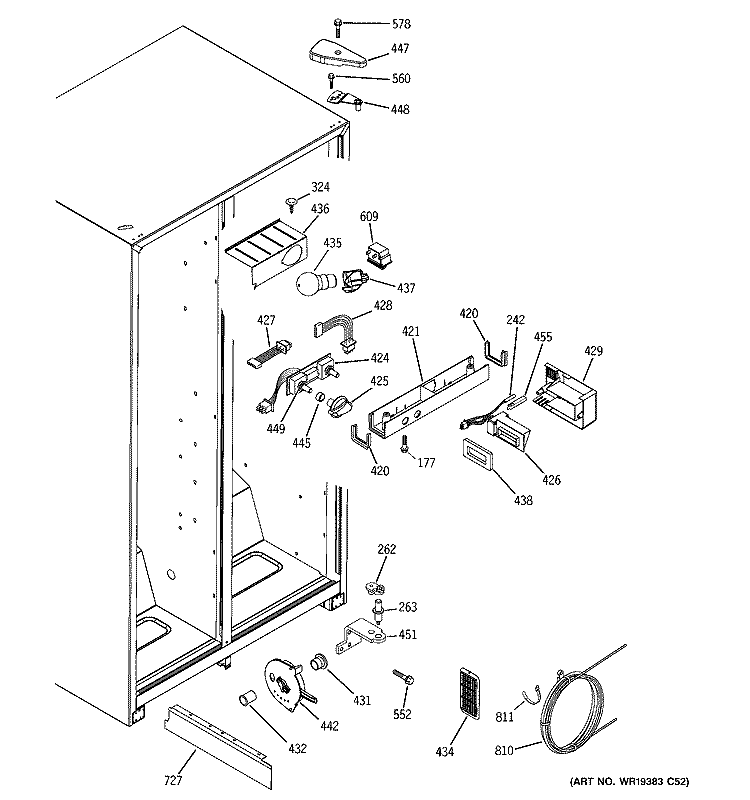 FRESH FOOD SECTION Diagram and Parts List for GSS20IEPCWW  General Electric Refrigerator