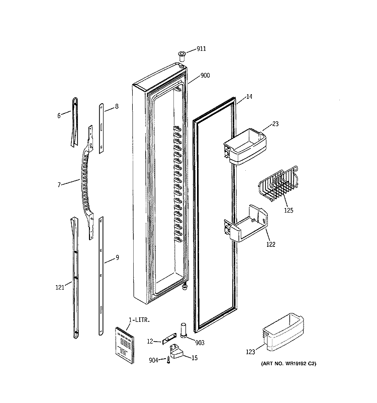 FREEZER DOOR Diagram and Parts List for GSK25LCNCCCC  General Electric Refrigerator