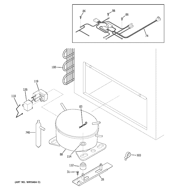 UNIT PARTS Diagram and Parts List for FCM15DPAWH  General Electric Freezer