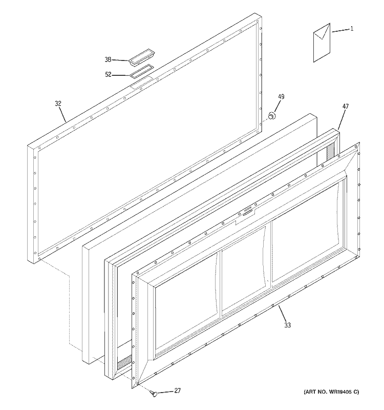 FREEZER DOOR Diagram and Parts List for FCM15SPAWH  General Electric Freezer