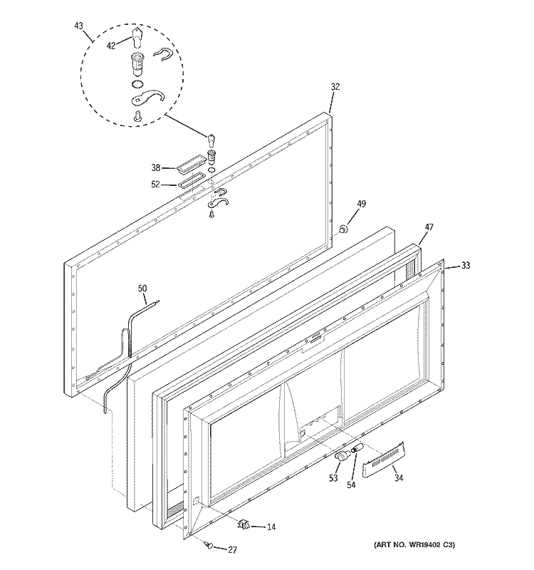 FREEZER DOOR Diagram and Parts List for FCM20DPAWH  General Electric Freezer
