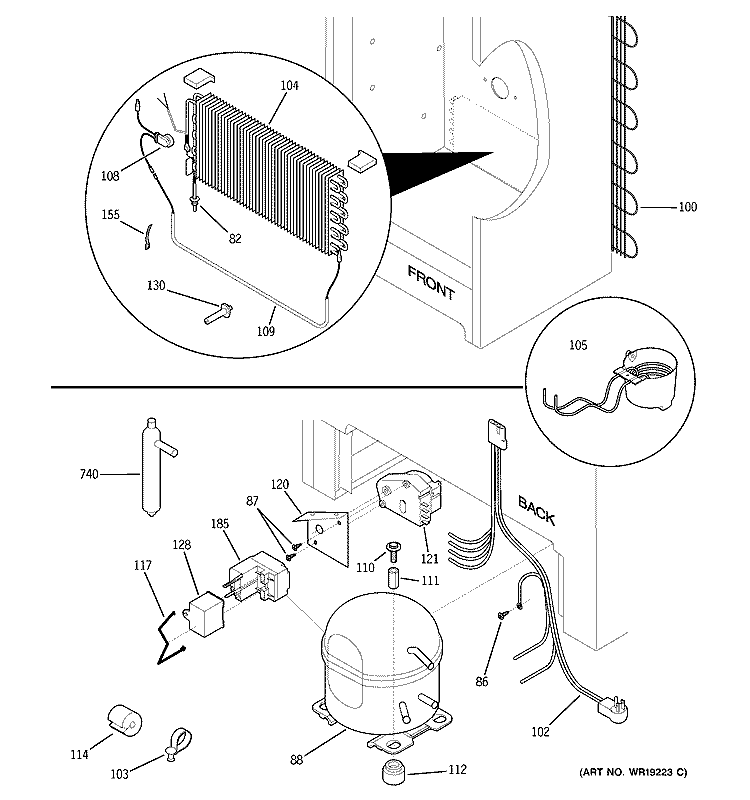 UNIT PARTS Diagram and Parts List for FUF20DMERWH  General Electric Freezer
