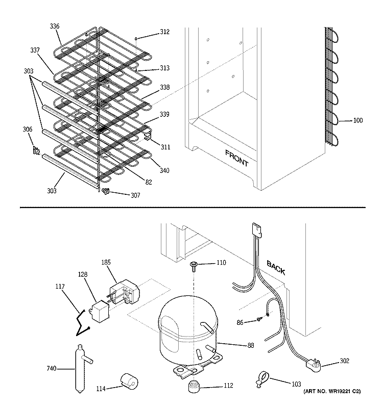 UNIT PARTS Diagram and Parts List for FUM21DPARWH  General Electric Freezer