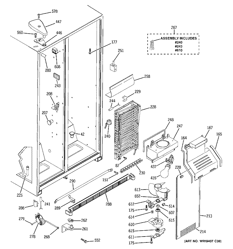 FREEZER SECTION Diagram and Parts List for GST20DBPCCC  General Electric Refrigerator