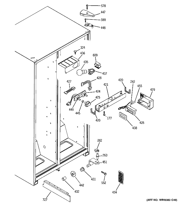 FRESH FOOD SECTION Diagram and Parts List for GST20DBPCCC  General Electric Refrigerator