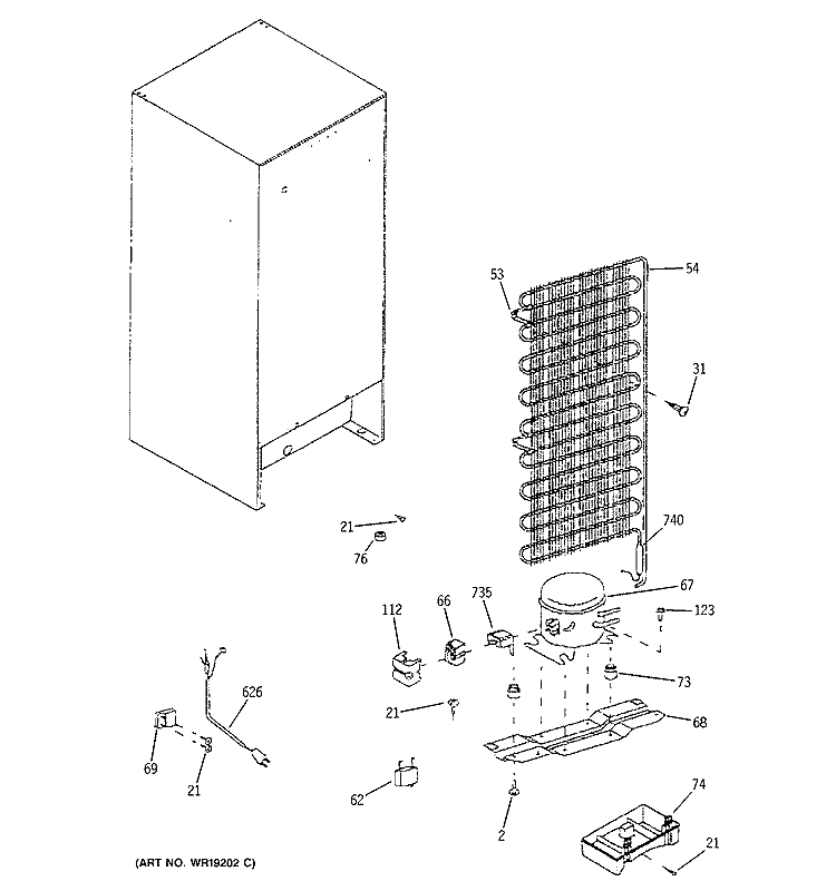 UNIT PARTS Diagram and Parts List for GTS10AAMARWW  General Electric Refrigerator