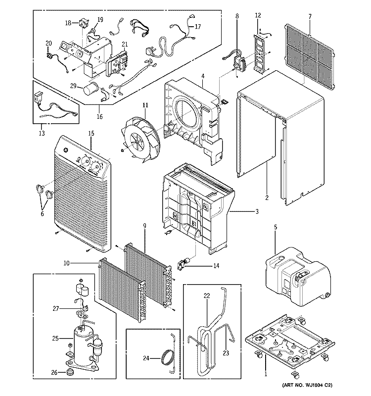 DEHUMIDIFIER Diagram and Parts List for AHG40FCG1  General Electric Dehumidifier