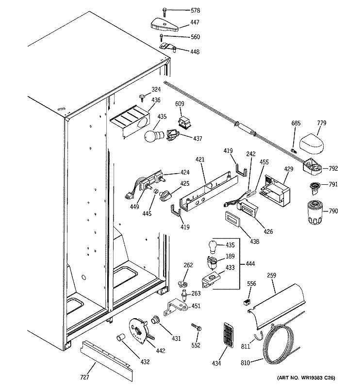 FRESH FOOD SECTION Diagram and Parts List for GSS22UFPDBB  General Electric Refrigerator