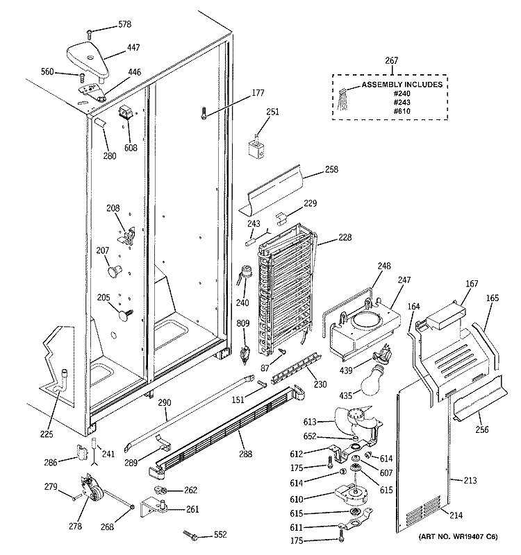 FREEZER SECTION Diagram and Parts List for GSS22WGPDCC  General Electric Refrigerator