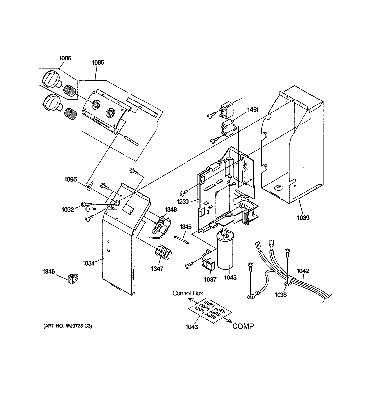 CONTROL PARTS Diagram and Parts List for AJCS10ACAM1  General Electric Air Conditioner