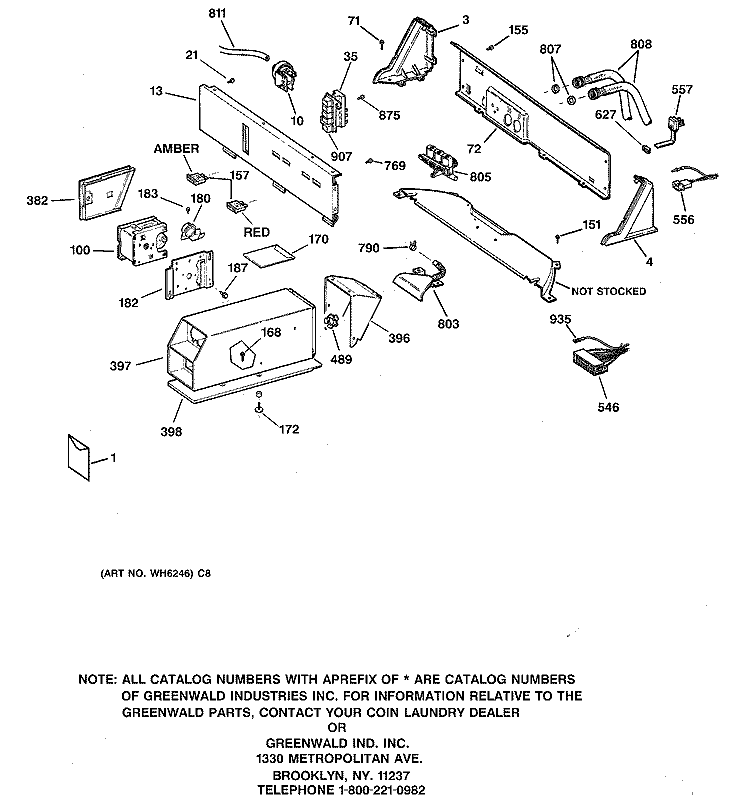 CONTROLS & BACKSPLASH Diagram and Parts List for WCCB1030D0WC  General Electric Washer