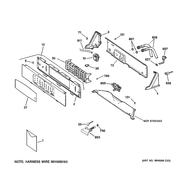 CONTROLS & BACKSPLASH Diagram and Parts List for WNRD2050D0WC  General Electric Washer