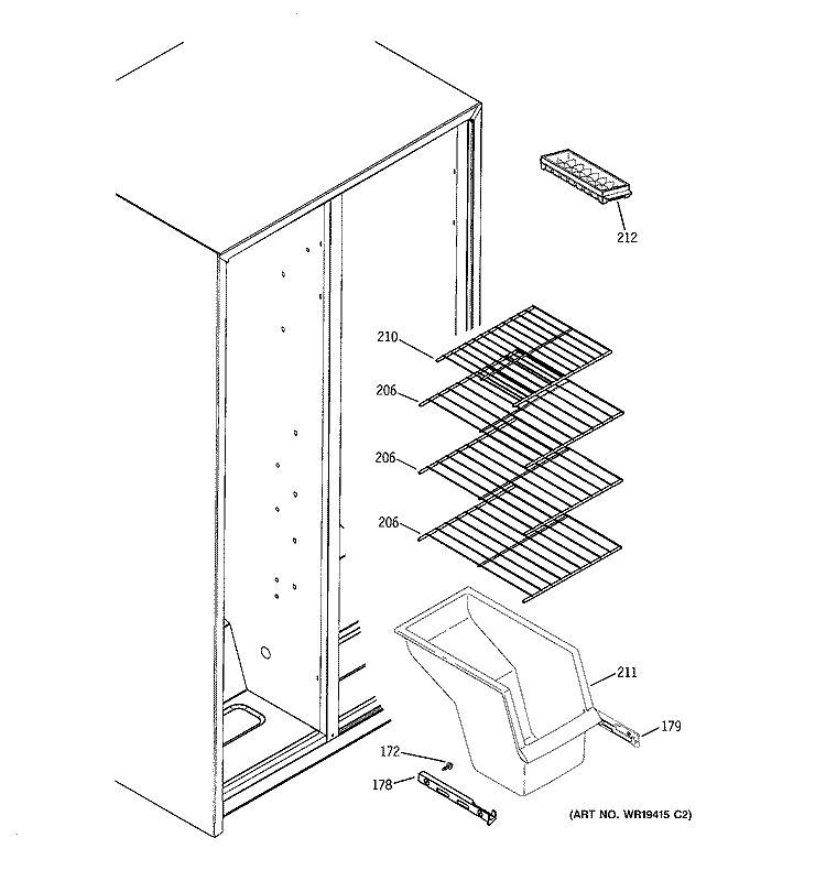 FREEZER SHELVES Diagram and Parts List for RSG22IBPCFWW  General Electric Refrigerator