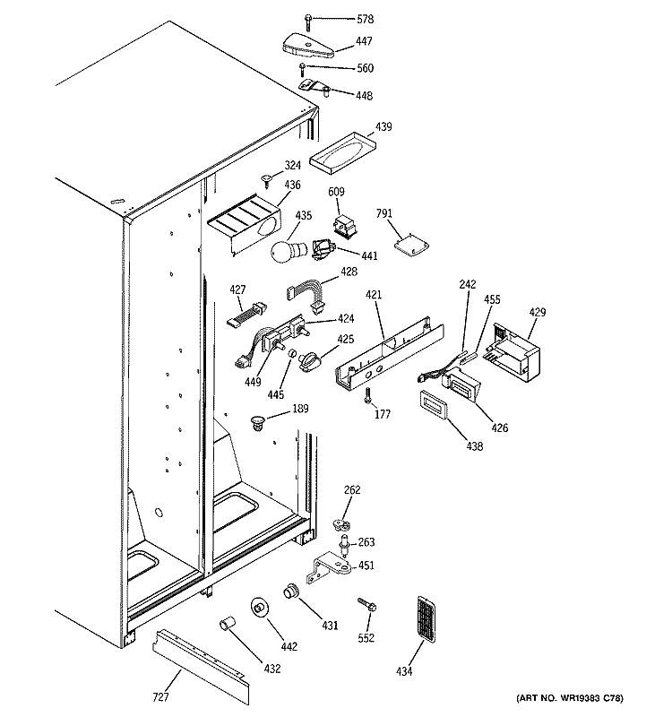 FRESH FOOD SECTION Diagram and Parts List for RSG22IBPCFWW  General Electric Refrigerator