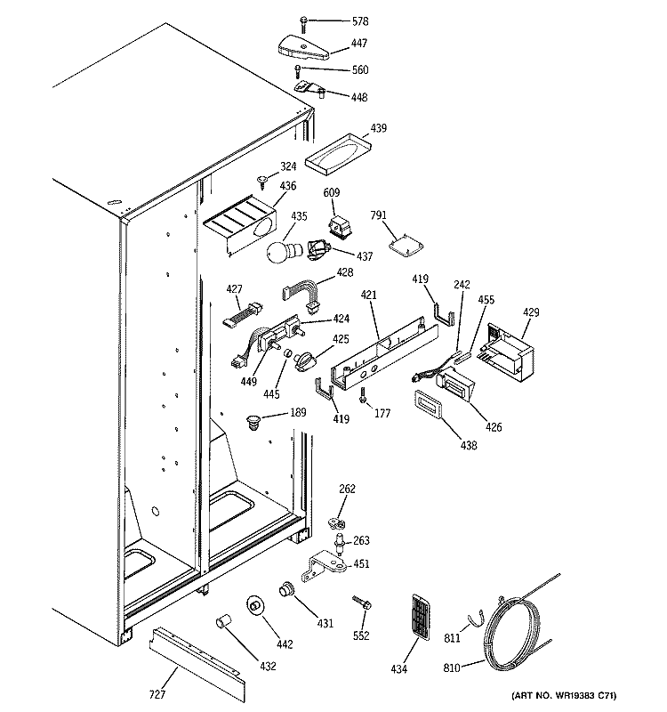 FRESH FOOD SECTION Diagram and Parts List for RSG25KEPCFWW  General Electric Refrigerator
