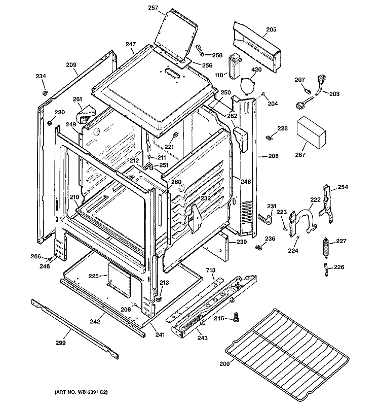 BODY PARTS Diagram and Parts List for RGB508PEH1CT  Hotpoint Range