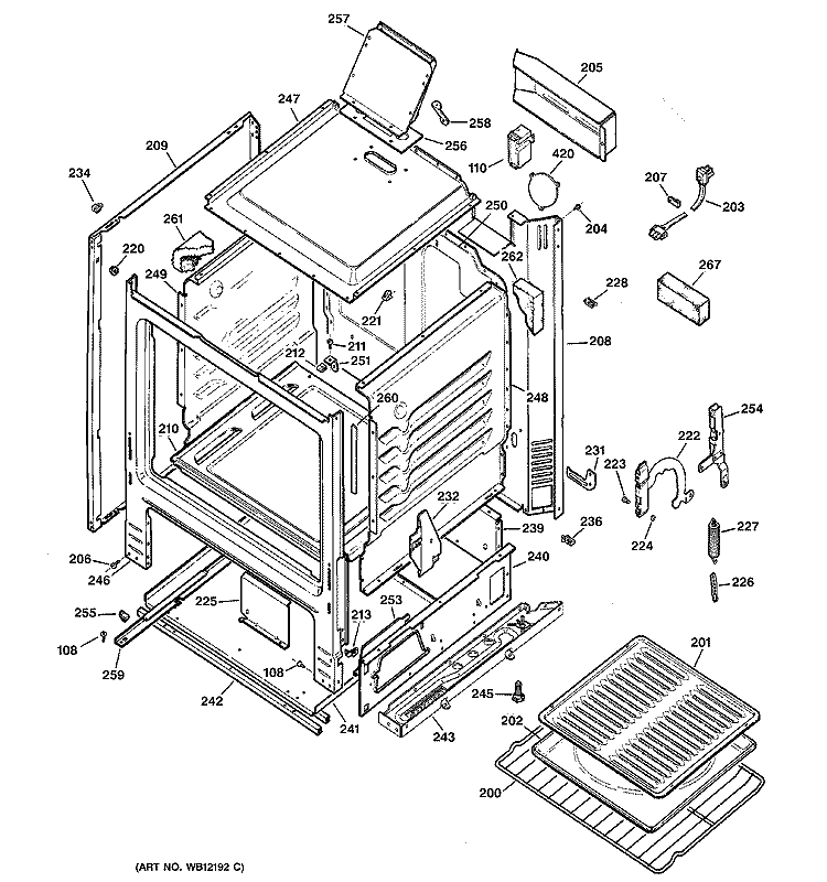 BODY PARTS Diagram and Parts List for RGB524PEH1CT  Hotpoint Range