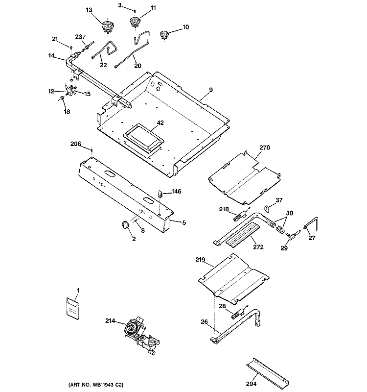 GAS & BURNER PARTS Diagram and Parts List for RGB746HEH1WH  Hotpoint Range