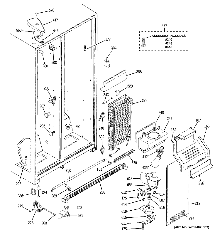 FREEZER SECTION Diagram and Parts List for HSS22IFPCWW  Hotpoint Refrigerator