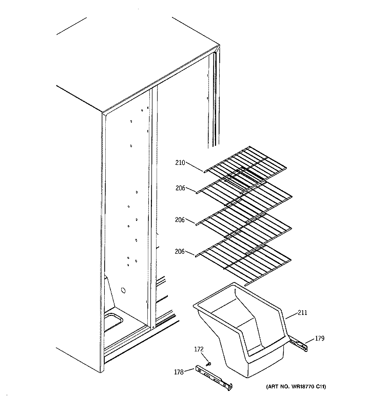 FREEZER SHELVES Diagram and Parts List for HSS22IFPCWW  Hotpoint Refrigerator