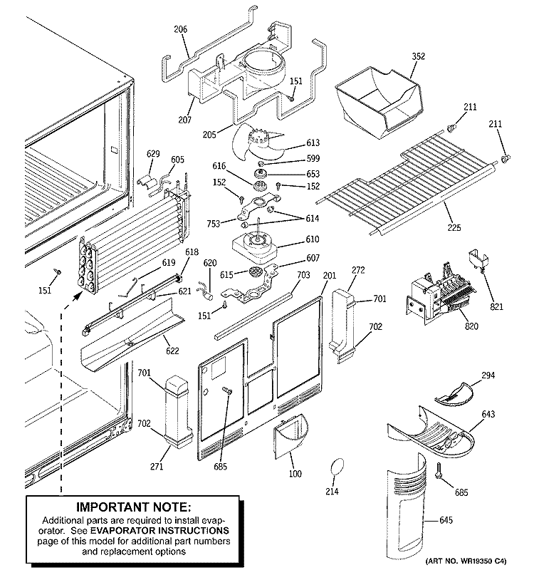 FREEZER SECTION Diagram and Parts List for HTS22GCPARWW  Hotpoint Refrigerator