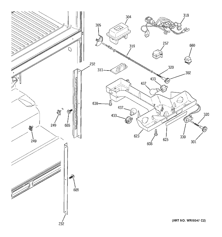 FRESH FOOD SECTION Diagram and Parts List for HTS22GCPARWW  Hotpoint Refrigerator