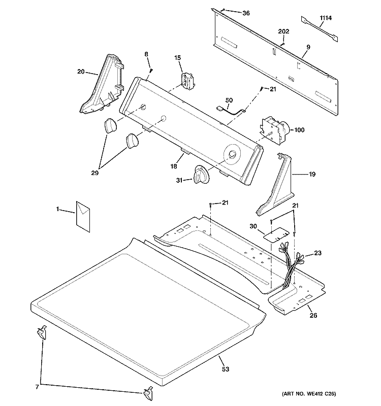 CONTROLS & TOP PANEL Diagram and Parts List for NVL333GB6CC  Hotpoint Dryer