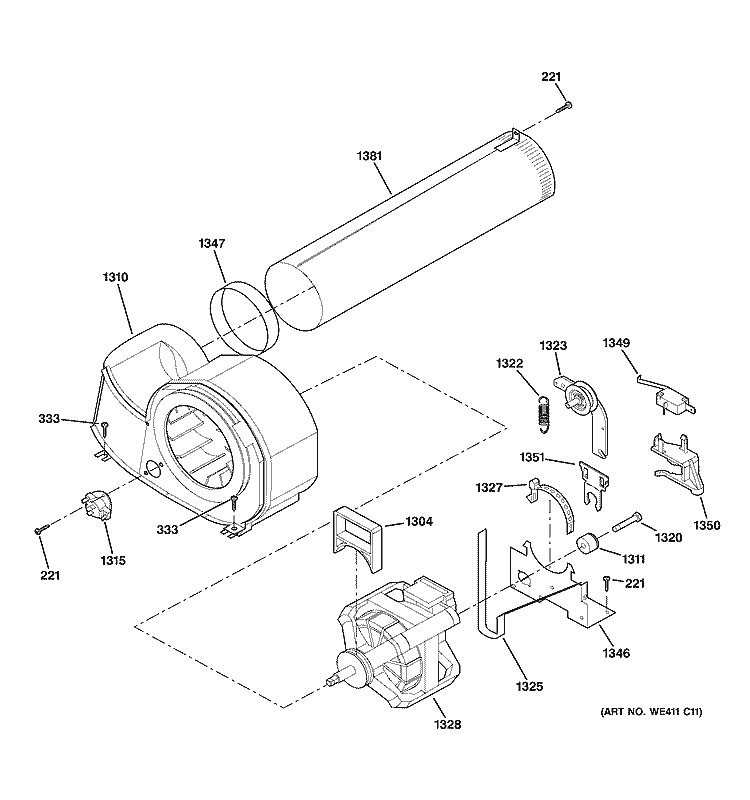 MOTOR Diagram and Parts List for NVL333GB6CC  Hotpoint Dryer