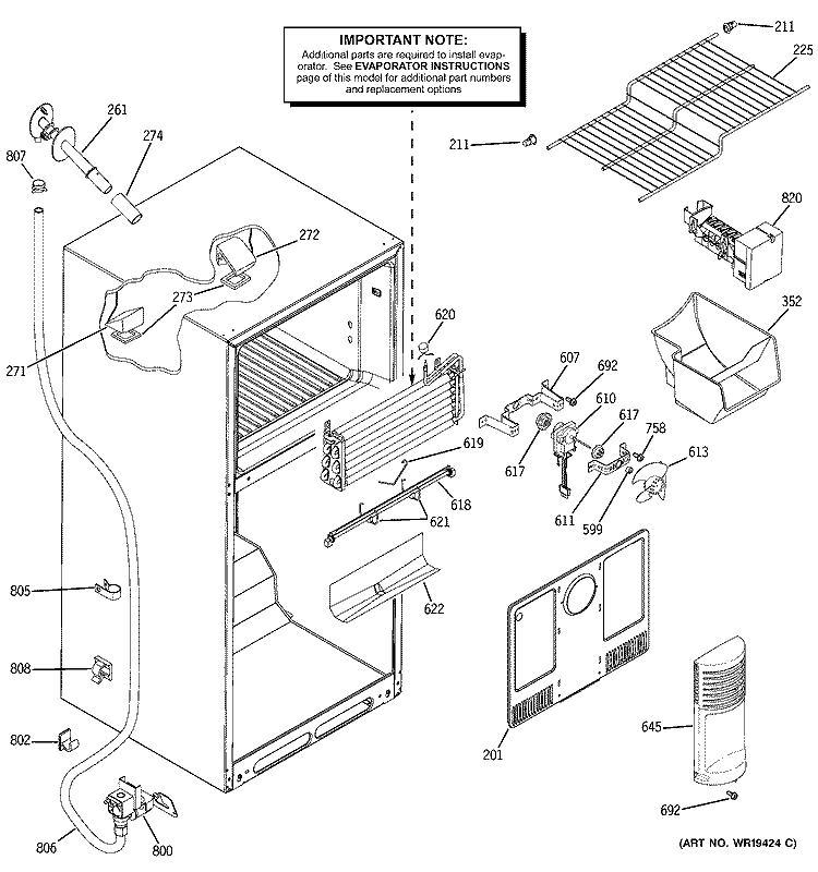 FREEZER SECTION Diagram and Parts List for HTS18JCPBRCC  Hotpoint Refrigerator