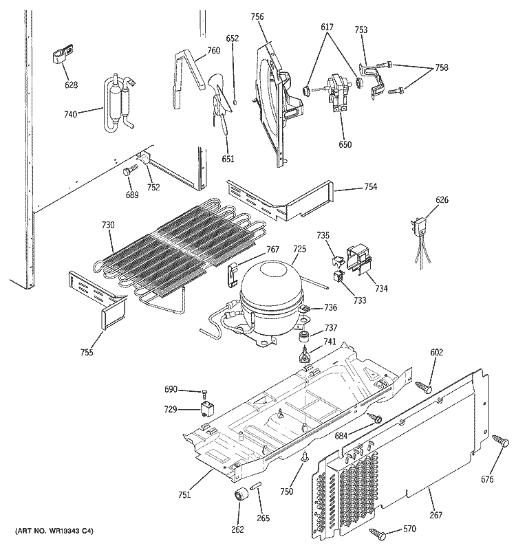 UNIT PARTS Diagram and Parts List for HTS18JCPBRCC  Hotpoint Refrigerator