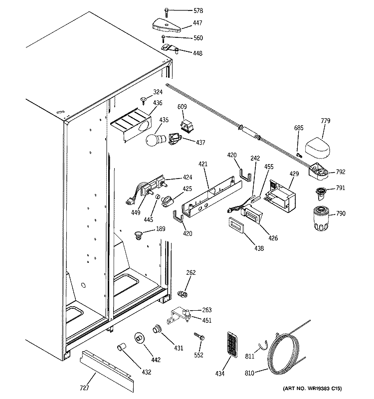 FRESH FOOD SECTION Diagram and Parts List for HSS22IFPDWW  Hotpoint Refrigerator