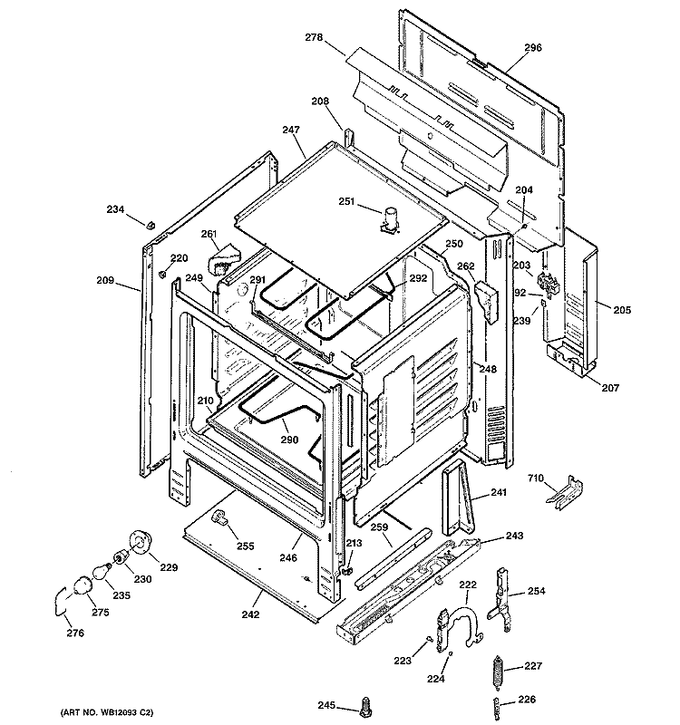 BODY PARTS Diagram and Parts List for RB526H2CC  Hotpoint Range