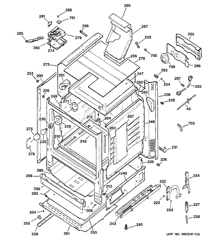 BODY PARTS Diagram and Parts List for RGB745BEH1WH  Hotpoint Range